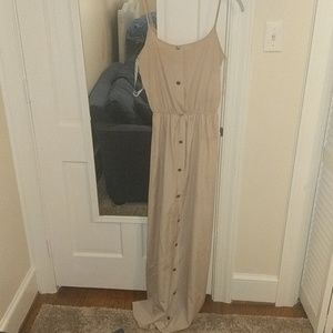 Beige Buttoned Maxi Dress